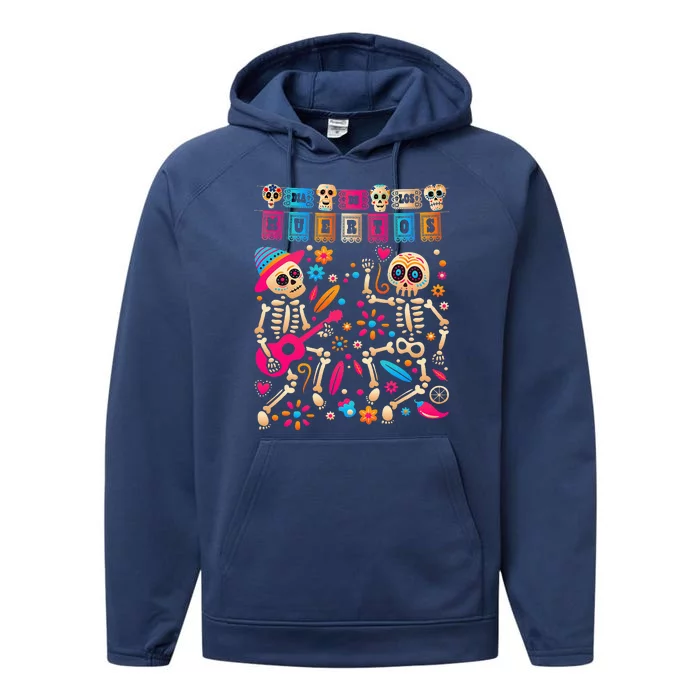 Dia De los Muertos Day of the Dead Mexican Skeleton Dancing Performance Fleece Hoodie