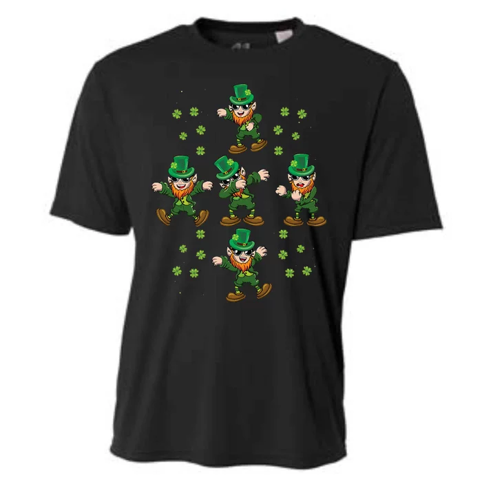 Dab Dancing Leprechaun Shamrock Irish Saint Patricks Day Cooling Performance Crew T-Shirt