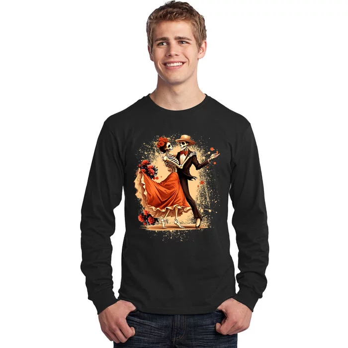 Dia De Los Muertos Skeletons Dancing Mexican Day Of The Dead Tall Long Sleeve T-Shirt