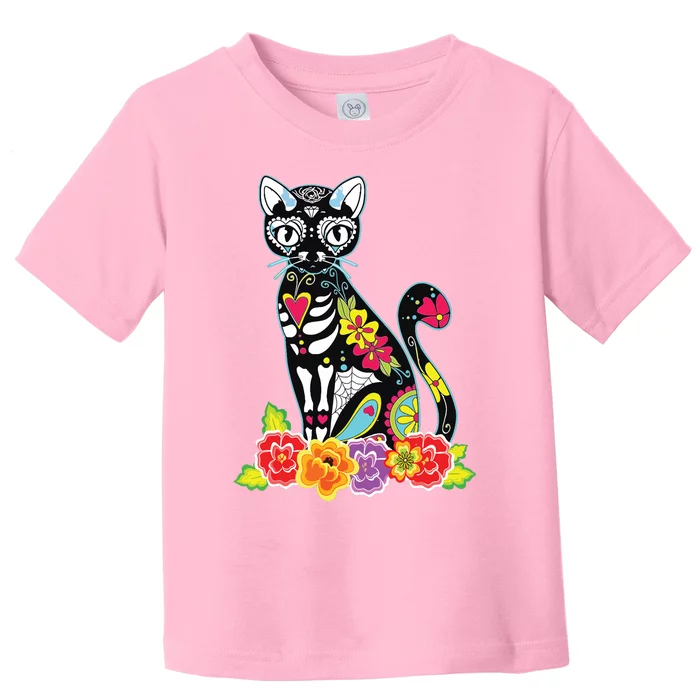 Dia De Los Muertos Cat Day Of The Dead Funny Halloween Toddler T-Shirt