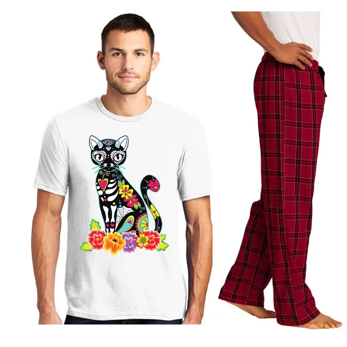 Dia De Los Muertos Cat Day Of The Dead Funny Halloween Pajama Set