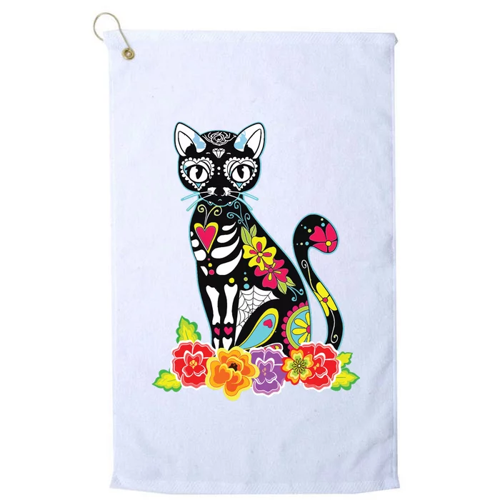 Dia De Los Muertos Cat Day Of The Dead Funny Halloween Platinum Collection Golf Towel