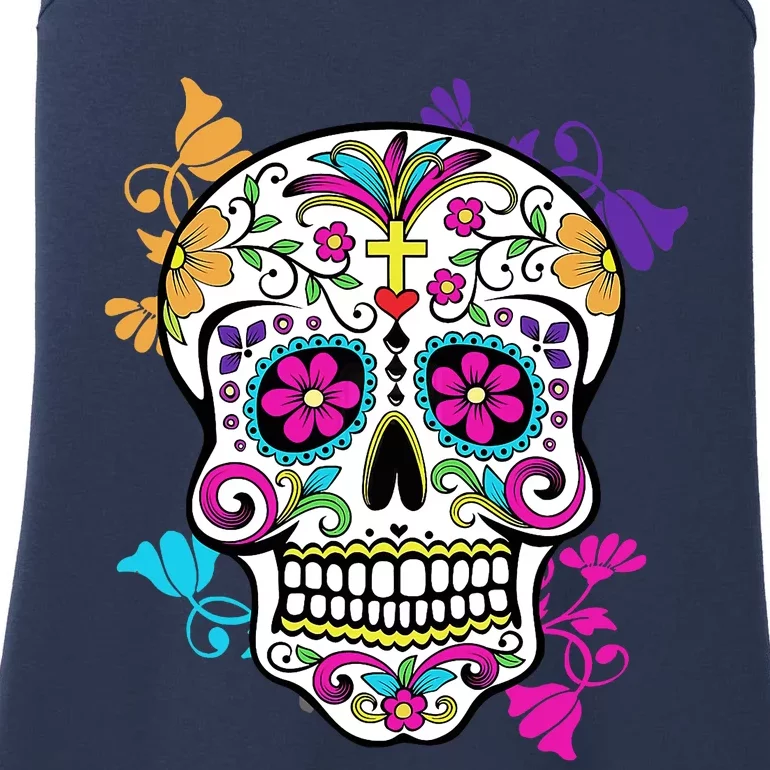 Dia De Los Muertos Sugar Skull Ladies Essential Tank