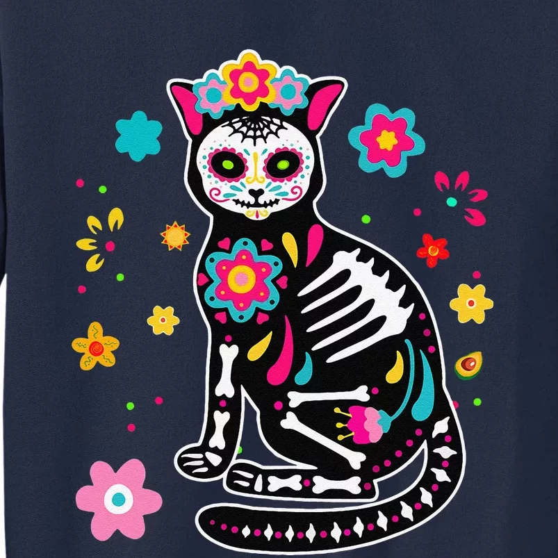 Dia De Los Muertos Mexican Black Cat Skull Day Of Dead Tall Sweatshirt