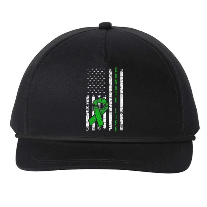 Distressed Donate Life USA Flag Organ Kidney Donor Ribbon Snapback Five-Panel Rope Hat