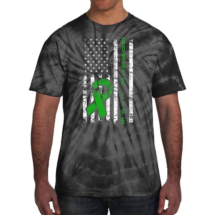 Distressed Donate Life USA Flag Organ Kidney Donor Ribbon Tie-Dye T-Shirt