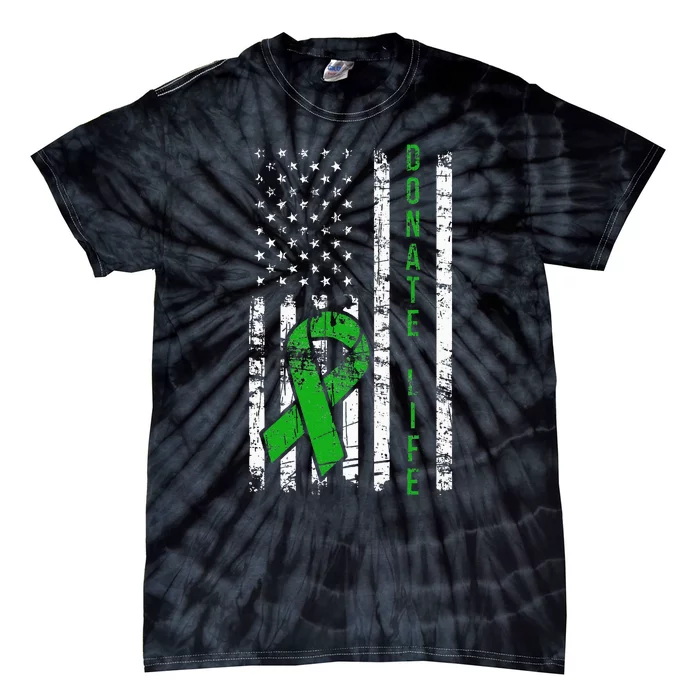 Distressed Donate Life USA Flag Organ Kidney Donor Ribbon Tie-Dye T-Shirt