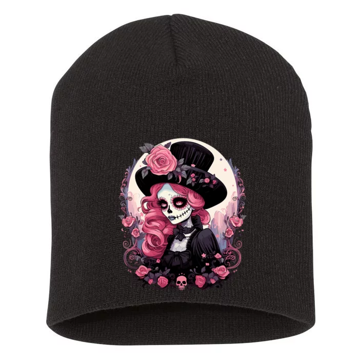 Dia De Los Muertos La Catrina Day Of The Dead Design Gift Short Acrylic Beanie