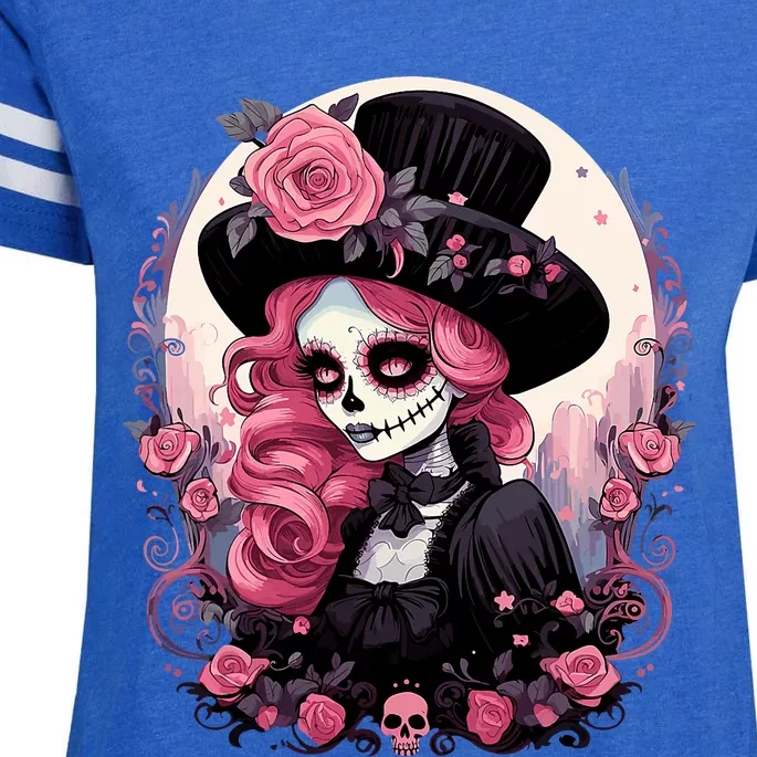 Dia De Los Muertos La Catrina Day Of The Dead Design Gift Enza Ladies Jersey Football T-Shirt