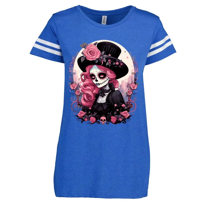 Dia De Los Muertos La Catrina Day Of The Dead Design Gift Enza Ladies Jersey Football T-Shirt