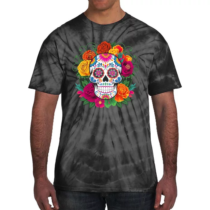 Dia De Los Muertos Costume Day Of The Dead Sugar Skull Tie-Dye T-Shirt