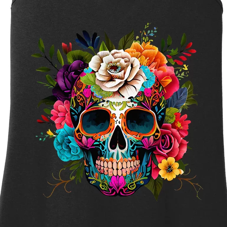 Dia De Los Muertos Costume Day Of Dead Sugar Skull Ladies Essential Tank