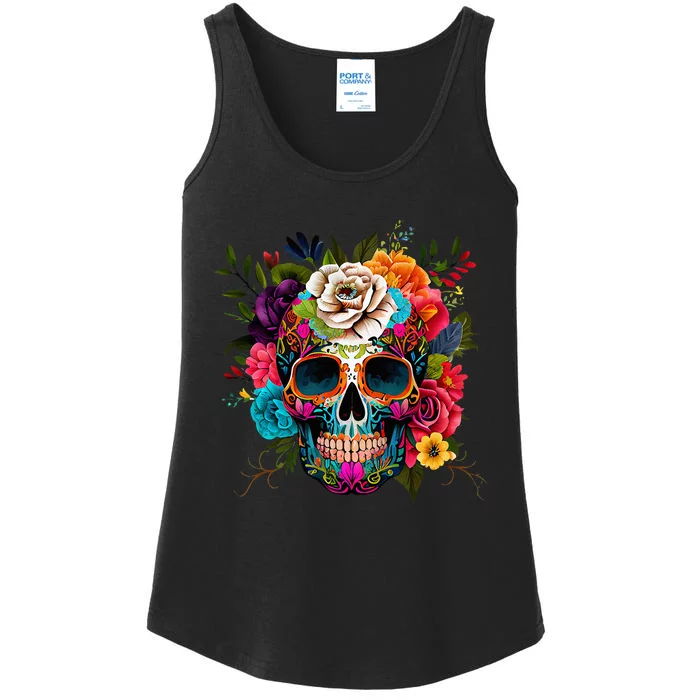 Dia De Los Muertos Costume Day Of Dead Sugar Skull Ladies Essential Tank