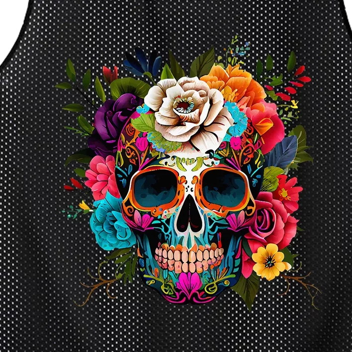 Dia De Los Muertos Costume Day Of Dead Sugar Skull Mesh Reversible Basketball Jersey Tank