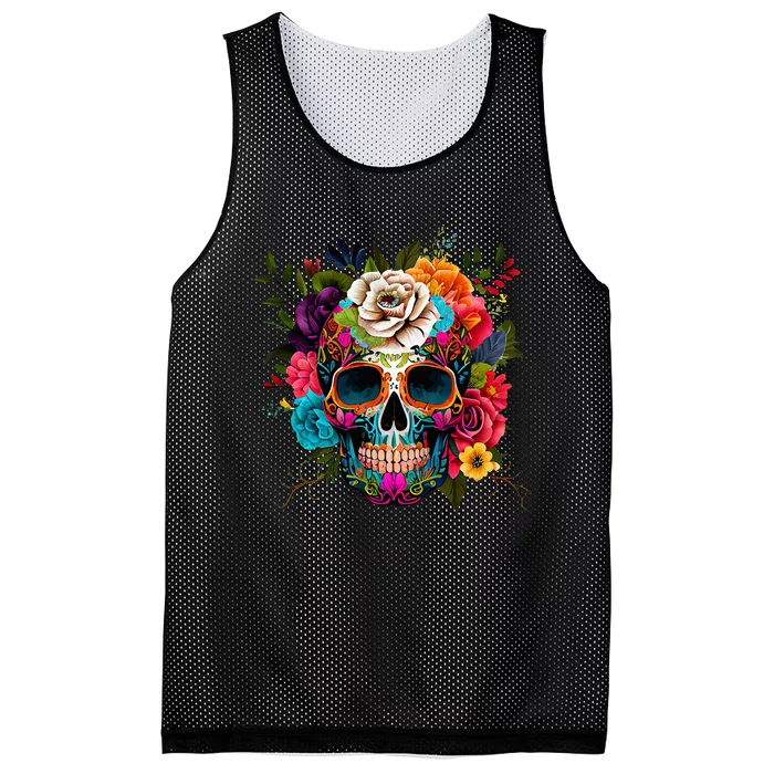 Dia De Los Muertos Costume Day Of Dead Sugar Skull Mesh Reversible Basketball Jersey Tank