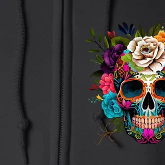 Dia De Los Muertos Costume Day Of Dead Sugar Skull Full Zip Hoodie