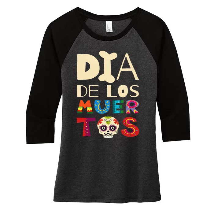 Dia de los Muertos Women's Tri-Blend 3/4-Sleeve Raglan Shirt