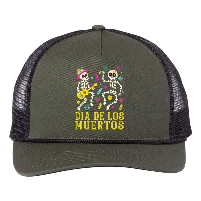 Dia De Los Muertos Costume Day Of The Dead Skeleton Dancing Retro Rope Trucker Hat Cap