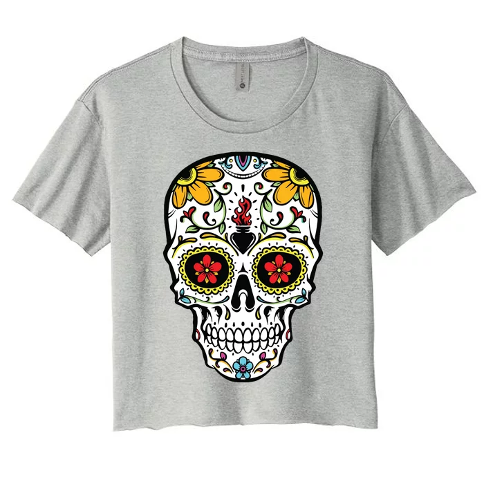 Dia De Los Muertos Costume Sugar Skull Women's Crop Top Tee