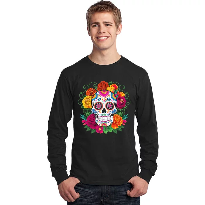 Dia De Los Muertos Costume Day Of The Dead Sugar Skull Gift Tall Long Sleeve T-Shirt