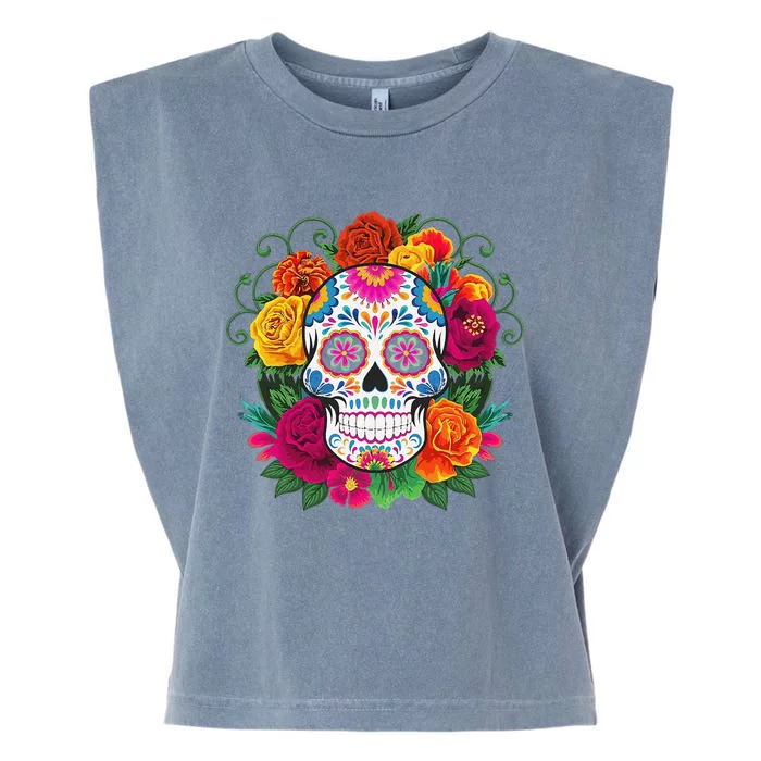 Dia De Los Muertos Costume Day Of The Dead Sugar Skull Gift Garment-Dyed Women's Muscle Tee