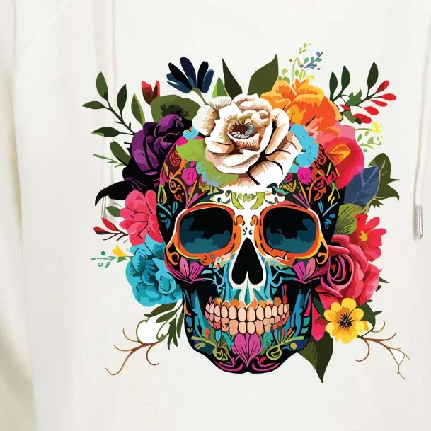 Dia De Los Muertos Costume Of Dead Sugar Skull Womens Funnel Neck Pullover Hood