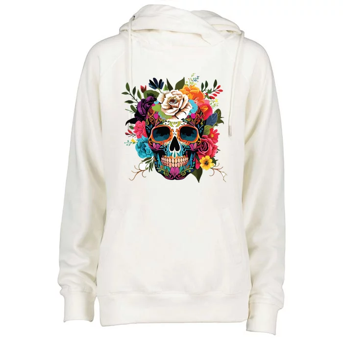 Dia De Los Muertos Costume Of Dead Sugar Skull Womens Funnel Neck Pullover Hood