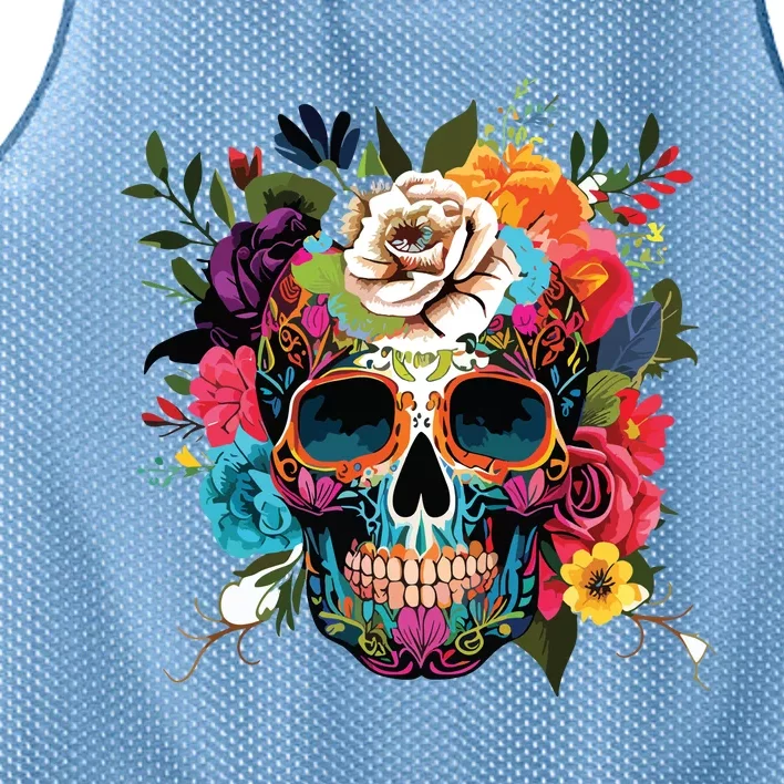 Dia De Los Muertos Costume Of Dead Sugar Skull Mesh Reversible Basketball Jersey Tank