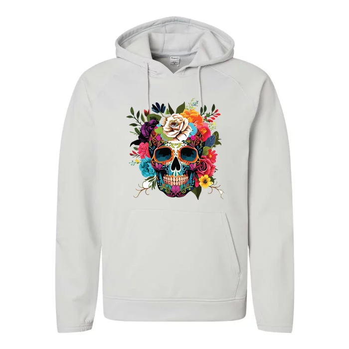 Dia De Los Muertos Costume Of Dead Sugar Skull Performance Fleece Hoodie