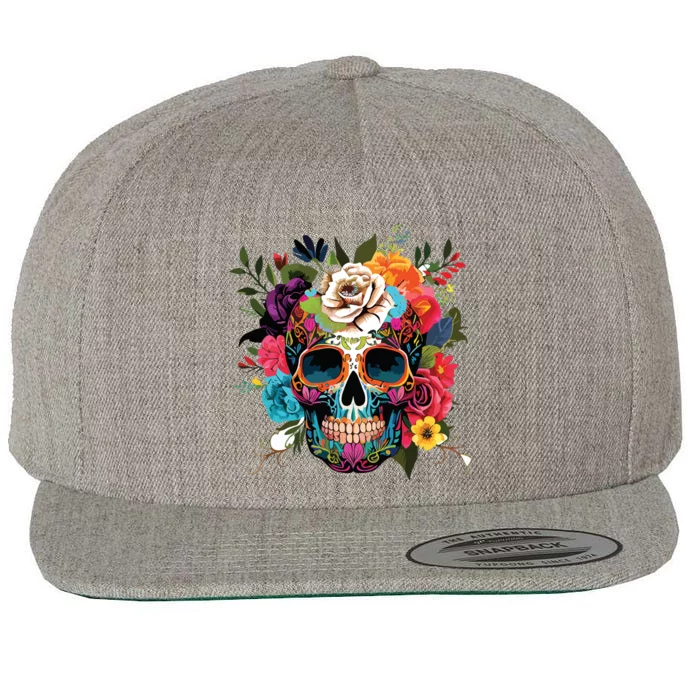 Dia De Los Muertos Costume Of Dead Sugar Skull Wool Snapback Cap