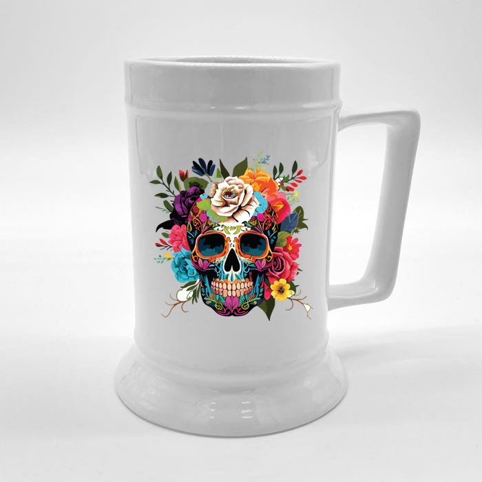 Dia De Los Muertos Costume Of Dead Sugar Skull Front & Back Beer Stein