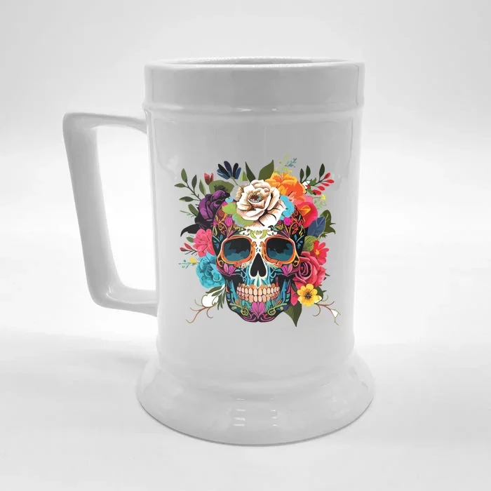 Dia De Los Muertos Costume Of Dead Sugar Skull Front & Back Beer Stein