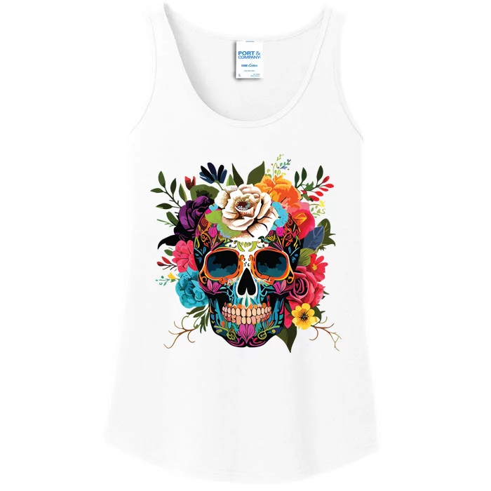 Dia De Los Muertos Costume Of Dead Sugar Skull Ladies Essential Tank