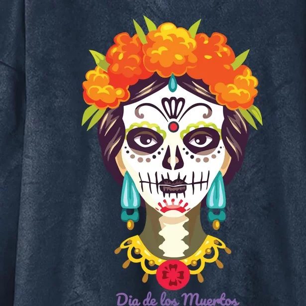 Da De Los Muertos Mexican Day Of Dead Hooded Wearable Blanket