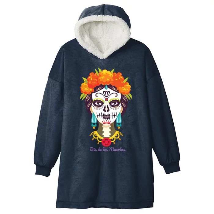 Da De Los Muertos Mexican Day Of Dead Hooded Wearable Blanket