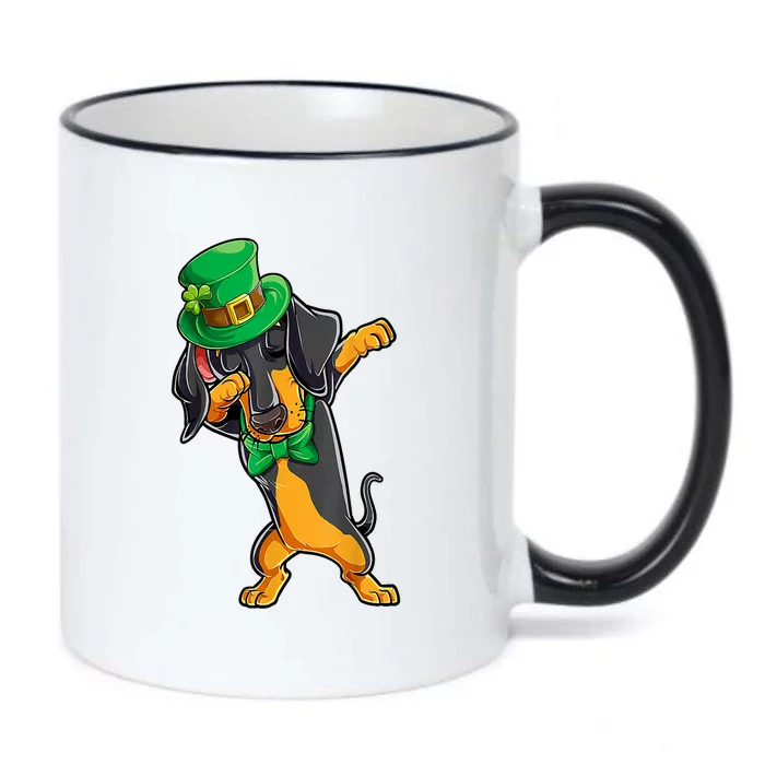 Dabbing Dachshund Leprechaun Dog St Patricks Day Gift Black Color Changing Mug