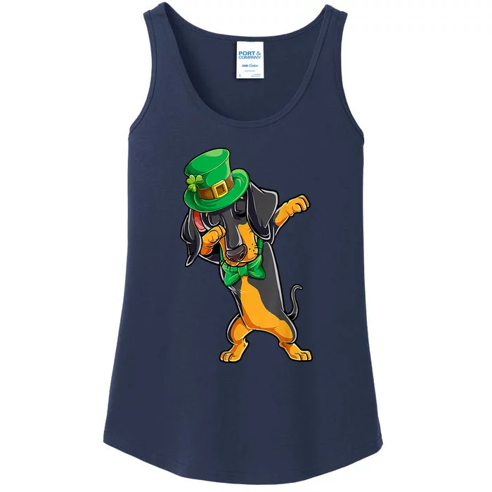 Dabbing Dachshund Leprechaun Dog St Patricks Day Gift Ladies Essential Tank