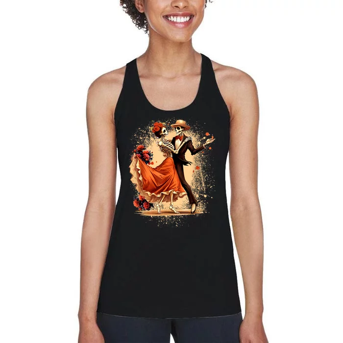 Dia De Los Muertos Skeletons Dancing Mexican Day Of The Dead Women's Racerback Tank