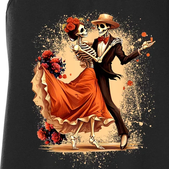 Dia De Los Muertos Skeletons Dancing Mexican Day Of The Dead Women's Racerback Tank