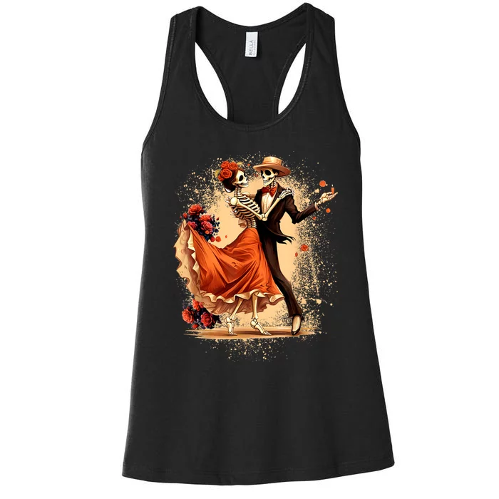 Dia De Los Muertos Skeletons Dancing Mexican Day Of The Dead Women's Racerback Tank