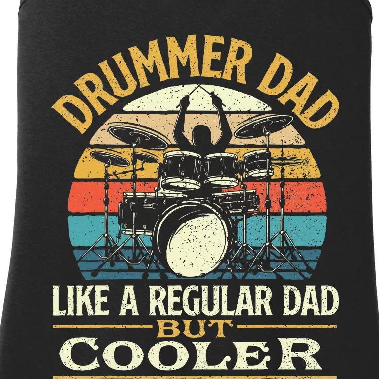 Drummer Dad Like A Regular Dad But Cooler Drums Ladies Essential Tank