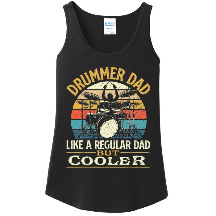 Drummer Dad Like A Regular Dad But Cooler Drums Ladies Essential Tank