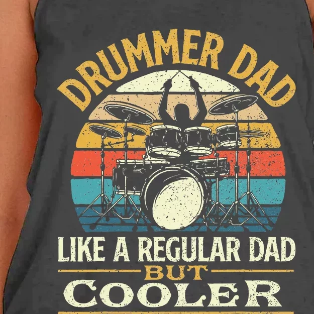 Drummer Dad Like A Regular Dad But Cooler Drums Women's Knotted Racerback Tank