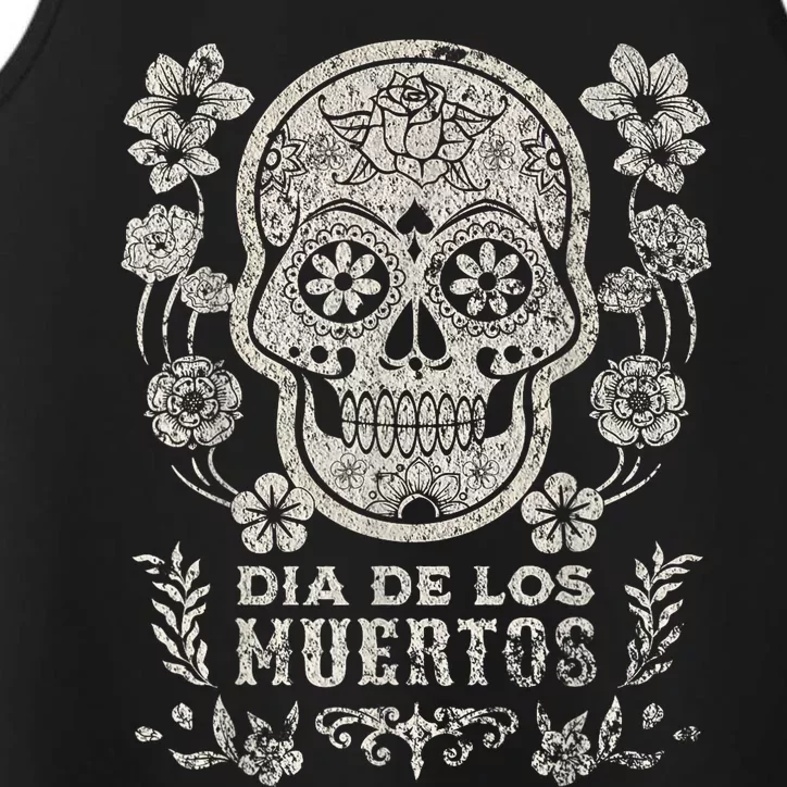 Dia De Los Muertos Mexico Sugar Skull Performance Tank