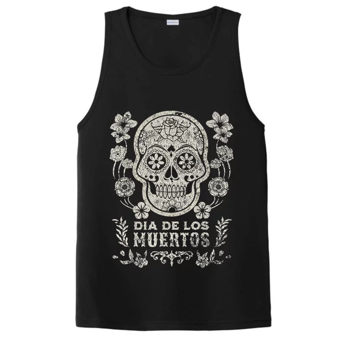 Dia De Los Muertos Mexico Sugar Skull Performance Tank