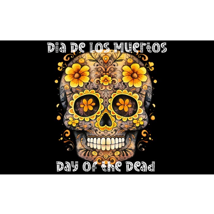 Dia De Los Muertos Sugar Skull Flowers Bumper Sticker