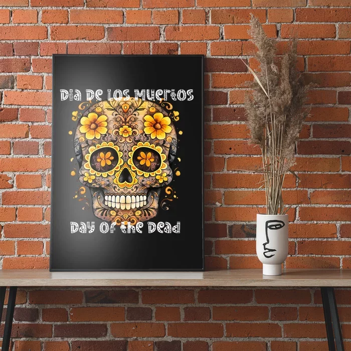 Dia De Los Muertos Sugar Skull Flowers Poster