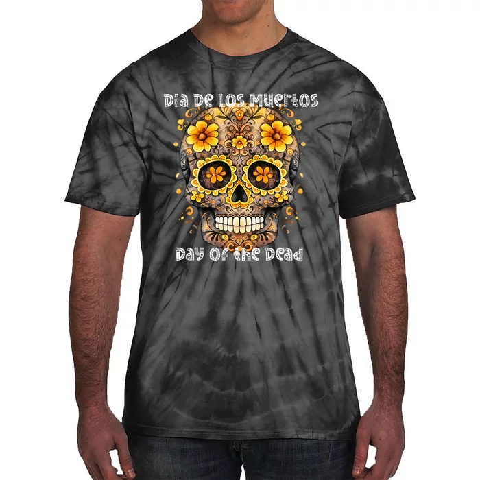 Dia De Los Muertos Sugar Skull Flowers Tie-Dye T-Shirt