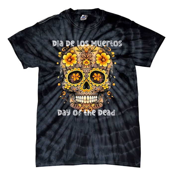 Dia De Los Muertos Sugar Skull Flowers Tie-Dye T-Shirt