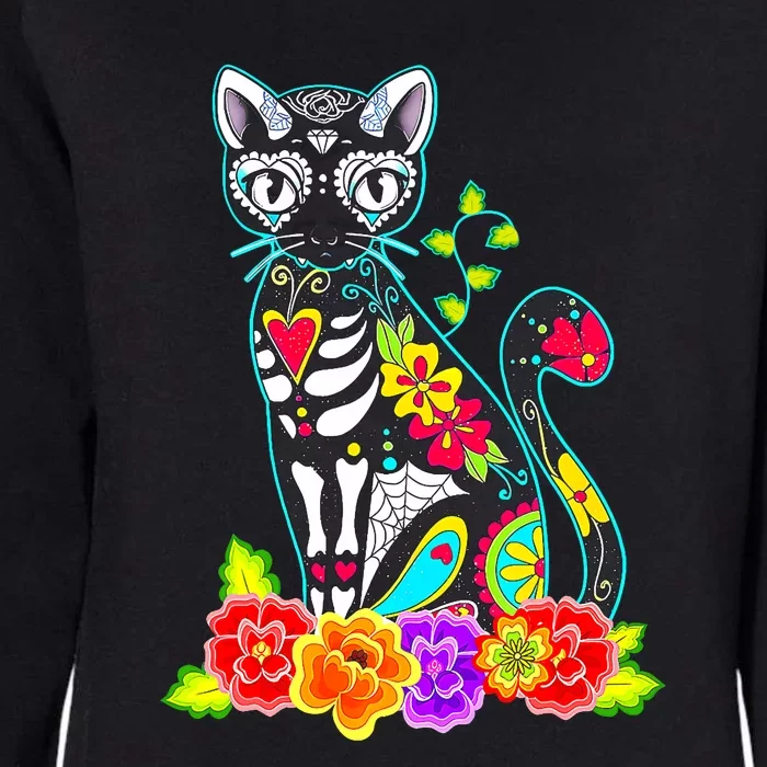 Dia De Los Muertos Cat Figurine Day Of The Dead Funny Womens California Wash Sweatshirt